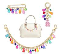 PHALIN 3PCS Candy Bag Charms Accessories for Women Sweet Lollipop Gummy Bear Purse Chains Keychains Brooch Pins Candy Costume Outfits Christmas Halloween Birthday Gifts, L, Metal