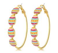 PHALIN Easter Earrings for Women Colorful Egg Bunny Hoop Earrings Spring Holiday Easter Jewelry Accessories Gifts, Zinc, No Gemstone