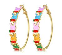 PHALIN Easter Earrings for Women Colorful Egg Bunny Hoop Earrings Spring Holiday Easter Jewelry Accessories Gifts, Zinc, No Gemstone
