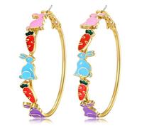 PHALIN Easter Earrings for Women Colorful Egg Bunny Hoop Earrings Spring Holiday Easter Jewelry Accessories Gifts, Zinc, No Gemstone