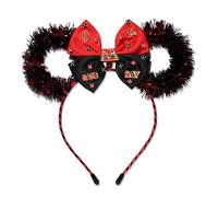 PHALIN Game Day Headband Outfits Accessories for Women Girls Red Black Football Bow Mouse Ear Headband Football Hair Accessories Sport Team Party Favors Gifts (Red Black)