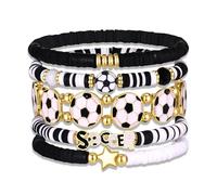 PHALIN Soccer Gifts for Women Men, Soccer Bracelets Accessories Outfits, Game Day Stackable Heishi Beaded Friendship Bracelets Sports Soccer Mom Essentials Party Favors, One Size, Acrylic, no gemstone