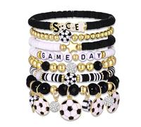 PHALIN Soccer Gifts for Women Men, Soccer Bracelets Accessories Outfits, Game Day Stackable Heishi Beaded Friendship Bracelets Sports Soccer Mom Essentials Party Favors, One Size, Acrylic, no gemstone
