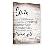 PHAMTE 1 Corinthians 13:4-8 Love Is Patient Love Is Kind Christian Canvas Wall Art, Scripture Religious Wall Art, Bible Christian Framed Canvas Painting Artwork Home Bathroom Room Office Decor 24x36in