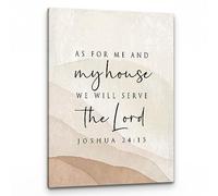 PHAMTE As For Me And My House We Will Serve The Lord Wall Art, Modern Christian Bible Verse Joshua 24:15 Print Framed Canvas Painting Artwork For Home Bedroom Living Room Office Decor(11x14 Inch)