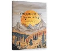 PHAMTE Boho Sun Christian Wall Art Decor Canvas, His Mercies Are New Every Morning Scripture Pictures Wall Decor Decorations Art, Bible Verse Moody Bohemian Framed Prints Artwork for Living Room 11x14