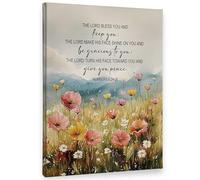 PHAMTE Numbers 6 24-26 Wall Art Decor Canvas, Christian Number 6:24-26 Bible Verse Scripture Pictures Wall Decor Decorations Art, Floral Wildflowers Framed Prints Artwork for Home Bedroom Church 11x14