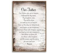 PHAMTE Our Father Prayer Wall Art Framed,Christian The Lords Prayer Wall Art Decor,Inspirational Quotes Bible Verse Scripture Print Framed Canvas Painting Christian Prayer Room Church Decor 16x24in