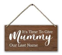 PHAMTE Ring Bearer Sign & Last Name Sign for Wedding - 'It's time to give Mommy our Last Name' & 'Daddy Here Comes Mommy' Plaque Wall Hanging, 12 x 6 Inches