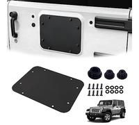 Phamyor Aluminum Spare Tire Carrier Delete Filler Plate with Bolts & Tailgate Durable Rubber Plugs Set Fit for 2007-2018 Jeep Wrangler JK JKU, Tailgate Plug, Tailgate Vent Plate Cover, Black, Flat