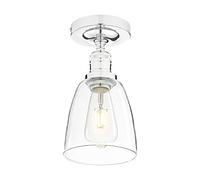 Phansthy Ceiling Light Industrial Retro Pendant Light With Bell Shaped Glass Shade, E27 Lamp Base, for Corridor Balcony Lighting (Chromed)