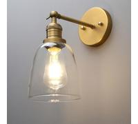 Phansthy Industrial Retro Wall Lights Bell Glass Shade E27 | Vintage Antique Brass Wall Sconces Light Fitting for Loft Bar Kitchen Lamp Bedroom
