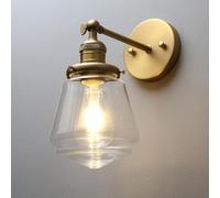 Phansthy Industrial Vintage Edison Wall Light Sconce, E27 Glass Wall Lamp for Bedroom Loft Living Room Kitchen Stairway (Antique Brass)