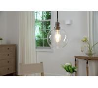 Phansthy Industrial Vintage Pendant Light Retro Ceiling Light 20cm Globe Clear Glass Shade Hanging Light Decoration Lamp for Loft Kitchen Coffee Bar E27 (Brushed)