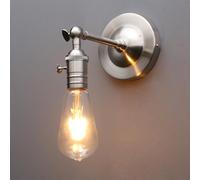 Phansthy Industrial Wall Light with Switch Adjustable Arm Vintage Loft Wall Lamp Indoor Sconce Lighting Fixtures E27 Socket (Brushed)