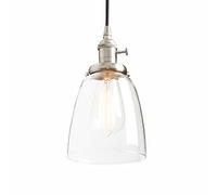 Phansthy Retro Pendant Light Industrial Vantage Lamps with Adjustable Cloth Wire Clear Glass Ceiling Light Fixtures E27 Edison Bulbs Suit for Kitchen Dining Room (Brushed)