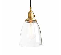 Phansthy Retro Pendant Light Industrial Vantage Lamps with Adjustable Cloth Wire Clear Glass Ceiling Light Fixtures E27 Edison Bulbs Suit for Kitchen Dining Room (Antique Brass)
