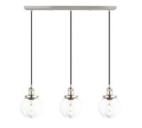 Phansthy Triple Pendant Light, 2m Adjustable Cord Wire Hanging Lamp Cluster Chandelier with Globe Clear Glass Shade, 3 Head Modern Ceiling Lights Fixtures for Kitchen Living Room (Brushed)