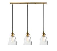 Phansthy Vintage Chandelier Pendant Light with 2m Adjustable Cord 3 Bell Shaped Glass Shade Ceiling Light Fixtures Industrial Style Hanging Lamps for Kitchen Bar Dining Room (Antique)