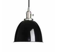 Phansthy Vintage Metal Lampshade Pendant Light with Twist Switch Classic Dome Shaped Lampshade Hanging Lamps Ceiling Fitting E27 Bulbs Light Fixtures Industrial Retro Style Light (Black)