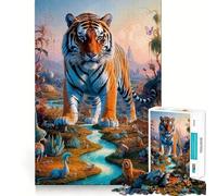 Phantasmal Tiger Jigsaw Puzzles 1000 Pieces for Adults Brain Skill Stress Release Exact Edge Wall Art Decor (50x75cm)