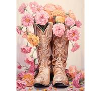 PHANTASYART Vintage Boots Paint by Numbers for Adults,Flower Painting by Numbers for Adults,Boots Adult Paint by Numbers for Gifts and Home Wall Decor 12x16in