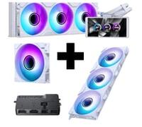Phanteks Glacier One 360 M25 LCD + M25 120mm Reverse Triple Pack + M25 120mm Normal Single Pack + Nexlinq Controller Hub - White