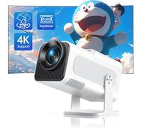 Phantom 2025 Mini Projector, 4K 1080P, WiFi 6 and BT 5.0 Support, Auto Keystone & Short Throw Projector, 180° Adjustable Bracket and 150″ Screen with USB/HDMI/JACK Port