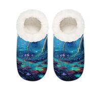 Phantom Mushrooms Trippy Plants House Slippers for Women Men, Memory Foam House Shoes Comfy Anti-Slip Slipper Socks for Indoor Bedroom, Sizes 6-6.5