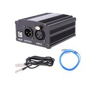 Phantom Power Supply with Xlr Cable USB 48v for Condenser Microphones | USB 5v Operation, Balanced Input and Output, Noise Filtering, Portable Black Unit for Stage Mixers and Home Random Color