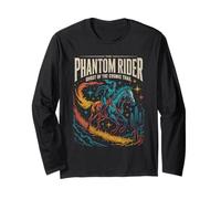 Phantom space rider galloping fire trail through stars Long Sleeve T-Shirt