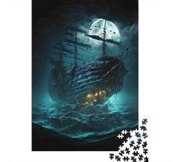 Phantom Vessel Jigsaw Puzzles 1000 Pieces Recycled Paper Stormy SeaPuzzle for Adults Jigsaw Puzzle Impossible Hard Family Game Great Gift Idea 38x26cm/1000pcs