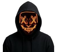 Phantomask X-Cor Horror LED Halloween Mask, Glowing Mask for Role-Playing, LED Party Mask Costume with 3 Lighting Modes, Universal Halloween Mask for All Ages and Genders Orange