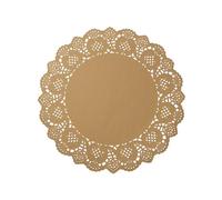 Phantomon 100 Pcs Brown Lace Paper Doilies - Disposable Natural Undyed Paper Placemats Uncolored, Eco-Friendly for Cakes, Dessert, Dining Table, Weddings, Birthday Parties (12 Inch)