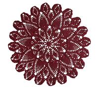 Phantomon 20 Inch Lace Doilies Table Placemats Handmade Crochet Cloth Round Coasters Knitted Doilies for Tables Sofa Cover, 100% Cotton (Burgundy)