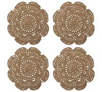 Phantomon 8 Inch Doilies Crochet Round Lace Doily Handmade Placemats 100% Cotton Crocheted Coasters, Pack of 4 (Brown)