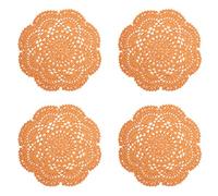Phantomon 8 Inch Doilies Crochet Round Lace Doily Handmade Placemats 100% Cotton Crocheted Coasters, Pack of 4 (Yellow)
