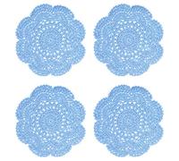 Phantomon 8 Inch Doilies Crochet Round Lace Doily Handmade Placemats 100% Cotton Crocheted Coasters, Pack of 4 (Blue)