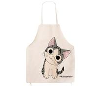 PHANTOMON Cute Cat Apron Japanese Style Lovely Funny Cotton Woman Bib Chef Kitchen Apron for Women and Men