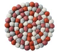 Phantomon Handmade Wool Felt Trivet, 20CM Round Felt Ball Hot Pad, Heat Resistant Pot Holder for Kitchen Dining Table, Handmade Mat (Autumn Mix)