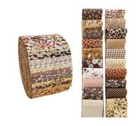 Phantomon Jelly Roll Fabric 40 Strip Assorted Bundle Precut Cotton Quilting Strips 2.5" x 40" in Vintage Floral and Neutral Prints for Sewing, Blanket, Rug, Patchwork (Warm Earth Tones)
