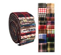 Phantomon Jelly Roll Fabric 40 Strip Assorted Fabric Bundle Precut Cotton Quilting Strips 2.5" x 40" in Tartan Checkered Prints for Sewing, Blanket, Rug, Patchwork