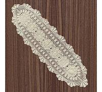 Phantomon Oval Lace Table Runner Doilies Floral Table Scarf Furniture Cloth Cover Handmade Crochet Placemats, 100% Cotton (Beige Oval, 12x35 Inch)