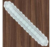 Phantomon Oval Lace Table Runner Doilies Floral Table Scarf Furniture Cloth Cover Handmade Crochet Placemats, 100% Cotton (White Oval, 12x63 Inch)
