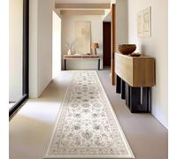 Phantoscope Hallway Runner Rug 2'x8' - Boho Washable Non-Slip Kitchen Rug Runner, Ultra-Thin Vintage Distressed Accent Throw Rug for Entryway Laundry Bathroom Bedroom, Beige/Neutral