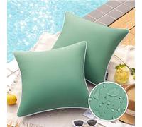 Phantoscope Pack of 2 Outdoor Waterproof Throw Pillow Covers Decorative Square Cushion Case Patio Pillows for Couch Tent Sunbrella, Pine Green 18x18 inches