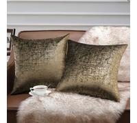 Phantoscope Pack of 2 Sparkling Velvet Geometric-pattern Throw Decorative Pillow Cover Soft Gold Glitter Square Cushion Cover Pillowcase for Couch Bed and Chair, Dark Brown, 20 x 20 inches, 50 x 50 cm