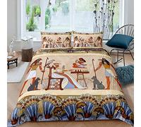 Pharaoh Duvet Cover Ancient Egypt Culture Bedding Set for Kids Boys Girls Egyptian Tribe Comforter Cover Retro Western Bedspread Cover Bedroom Collection 3Pcs Double Size