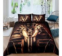 Pharaoh Duvet Cover Set 3D Pharaoh Print Bedding Set for Kids Boys Ancient Egypt Culture Comforter Cover Egyptian Tribe Quilt Cover Bedroom Collection 3Pcs Super King