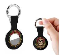 Pharaoh-Egypt-Egyptian-Head Skull Silicone Protective Case Compatible for Airtag Tracker Holder with Key Ring for Men Women